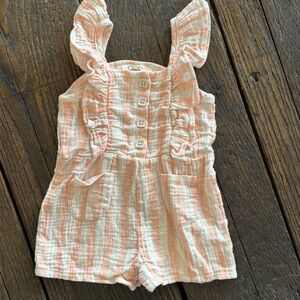 Jessica Simpson Striped Peach and White Girls 24m Summer Romper Size 24 Months